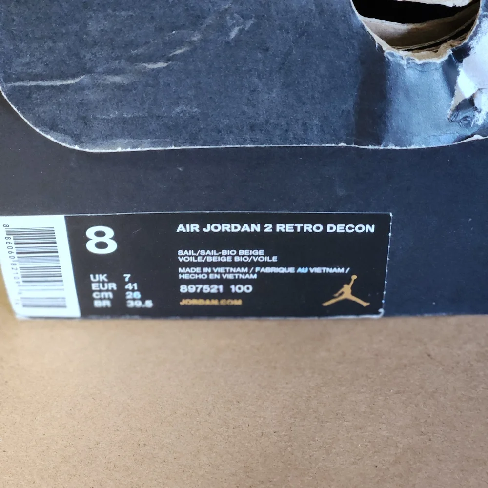 Nike Jordan 2 Retro Deconsructed Sail 2017 Size 8